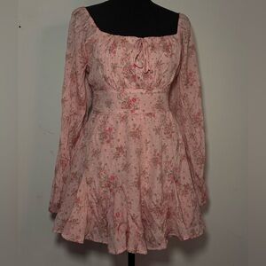 Trixxi Pink Floral Long Sleeve Dress